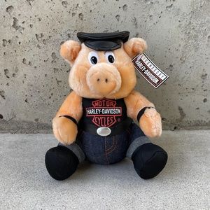 Vintage Harley Davidson Pig Plush Stuffed Animal Toy